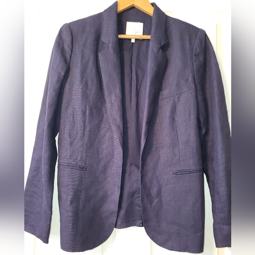 JOIE 100% Linen Blazer Navy Blue Size 8